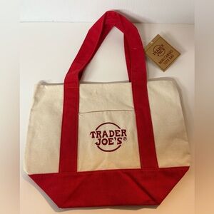 Trader Joe’s mini Canvas Tote Bag NWT - Red